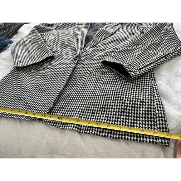 Rafael Women’s Houndstooth Blazer Size M Black Off White Vintage Oversized Fit - Picture 15 of 16